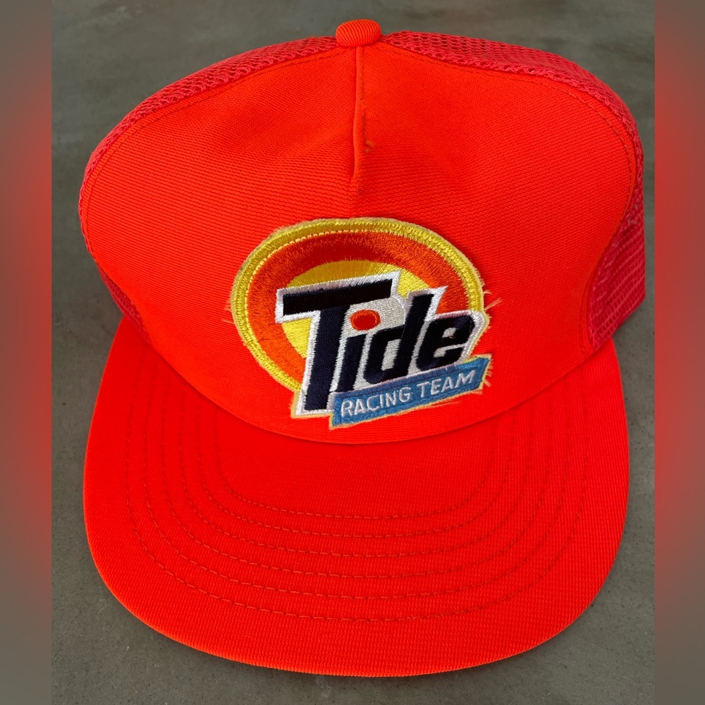 Vintage Tide Racing Team Neon Orange Snapback Trucker Hat - rare